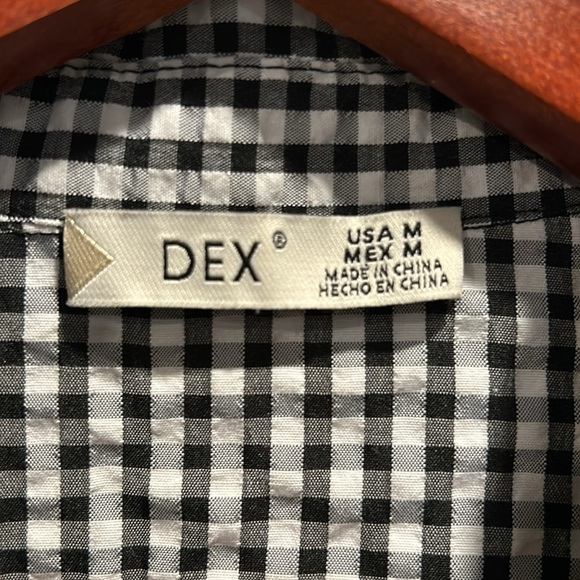 Dex M Gingham Plaid Mini Dress Button Down Belted Short Sleeves - Picture 5 of 12